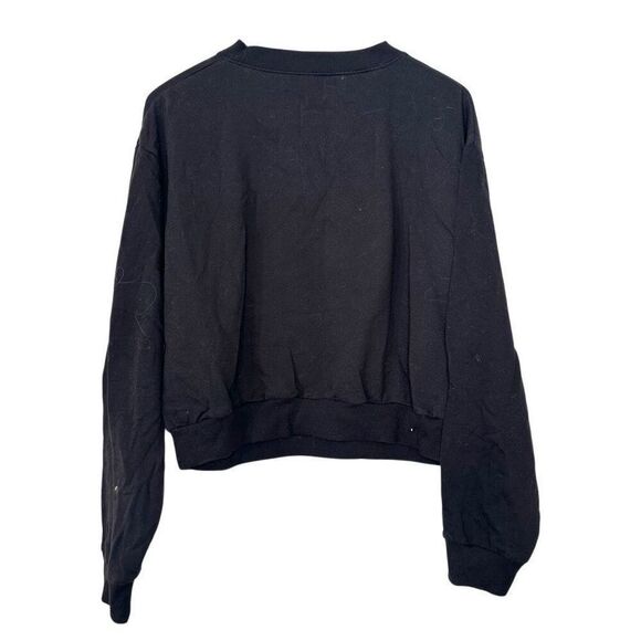 Def Leppard Triangle Leopard Graphic Pullover Cropped Sweatshirt Black Medium - Picture 3 of 4